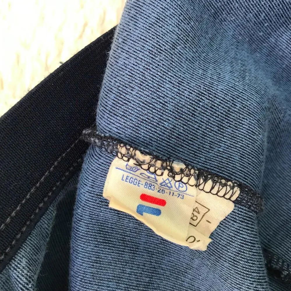 Vintage Fila 1977 - Navy blue pull on stretch creased pants 70s, sz 32 US